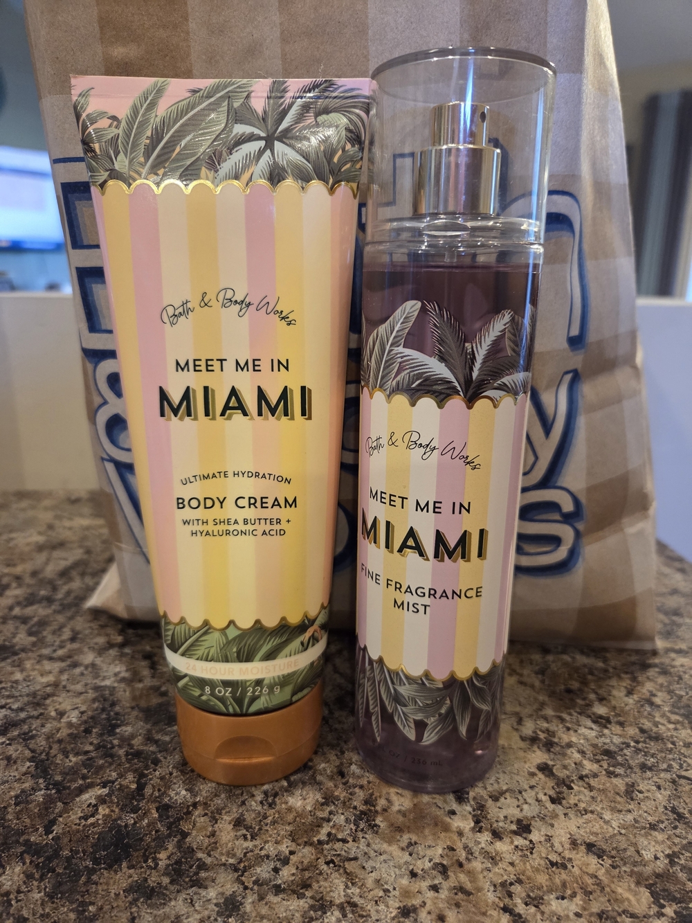 Bath & Body Works Meet Me in Miami Body Cream & Fragrance Mist - Pink/Yellow